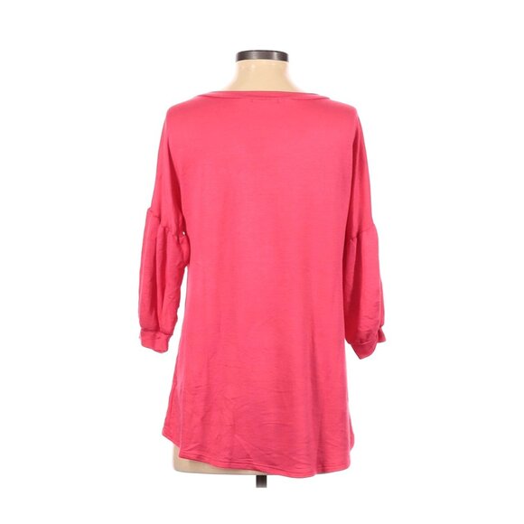 White Birch Womens Pink Keyhole 3/4 Sleeve Top S - Picture 2 of 4